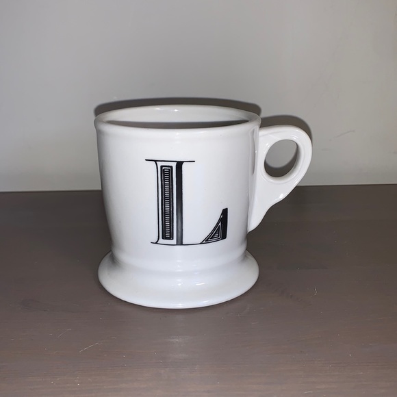 Anthropologie Cream and Black Ceramic Letter L Monogram Mug - Picture 2 of 7